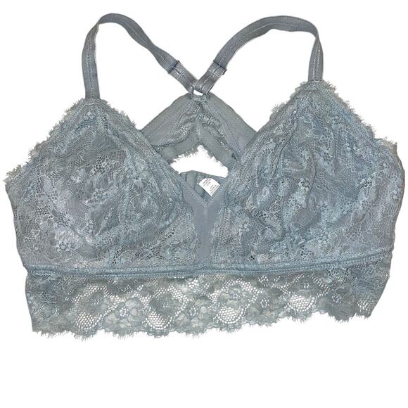Aerie Silver Grey Cross Keyhole Back Bralette Top size XL - Picture 1 of 8